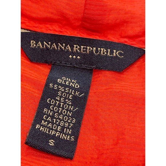 Banana Republic Silk Blend Ruffle Blouse S Small Flutter Split Sleeve Button Up - Picture 4 of 9